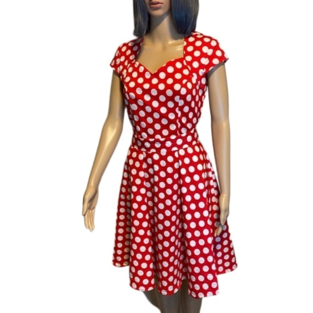 Red & White Polka Dot A Line Dress